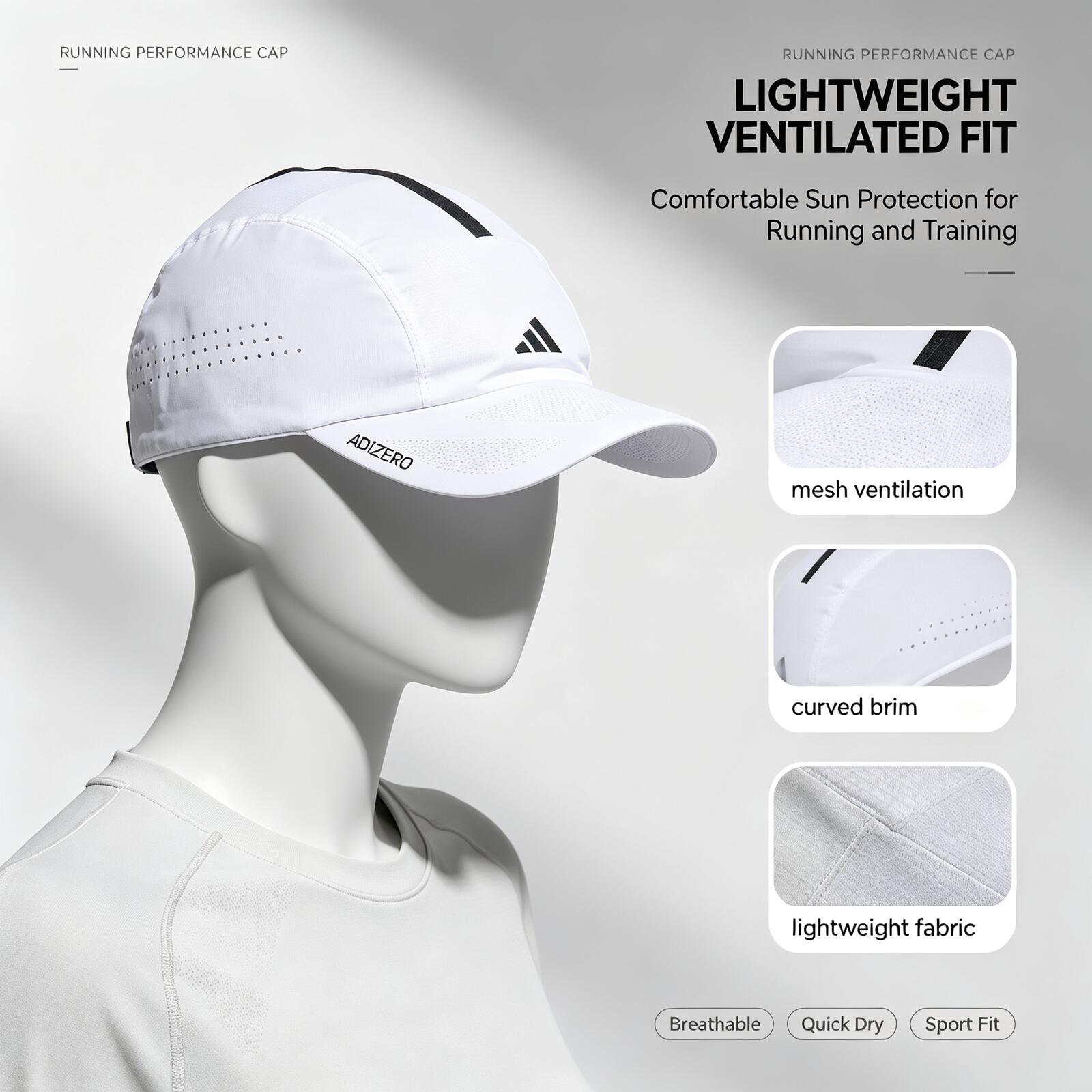 Boné de Corrida Adidas Branco  - Running Cap Mesh avaliação e preço